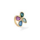 Ring with four multicoloured drop-shaped faceted crystals