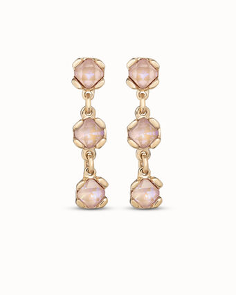 Boucles d’oreilles plaquées or 18 carats avec cristaux roses