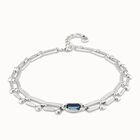 Collar corto ba&ntilde;ado en plata de ley con eslabones rectangulares con forma de clavo y cristal azul