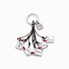 Sterling silver-plated message key-ring with leather details