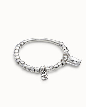 Silver-plated bead bracelet with tubular piece