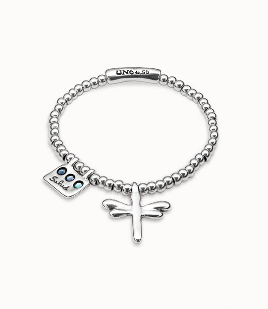 Pulsera elástica bañada en plata de ley con mensaje Salud