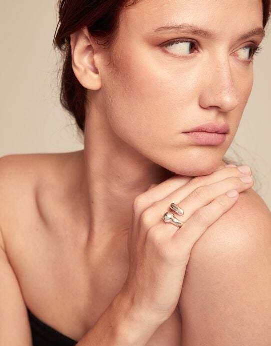 Open organic‑design ring, Silver, large