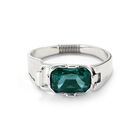 Rigid bracelet with a rectangular green faceted crystal