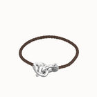 Brown leather bracelet with interlocking carabiner