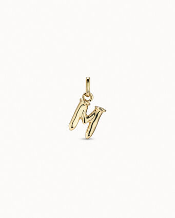 18K gold-plated letter M charm