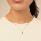 Colgante ba&ntilde;ado en oro de 18k con forma redonda y un cristal rosa