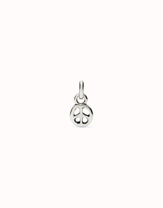 Charm plaqu&eacute; argent en forme de symbole de la paix.