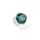 Drop-shaped ring with a green faceted crystal