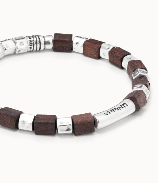 Leather bracelet with wooden beads, , large