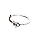 Brown leather bracelet with butterfly ornament