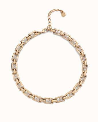 18K gold-plated necklace with rectangular links