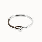 Bangle bracelet with brown leather