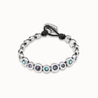 Leather bracelet with blue crystals
