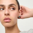 Earrings with a green drop-shaped faceted crystal