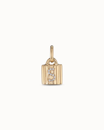 18K gold-plated padlock charm with topaz letter S