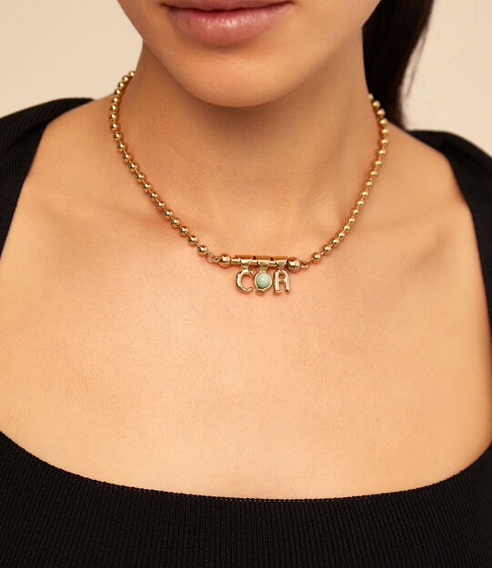 Charm with amazonite stone, Golden, large