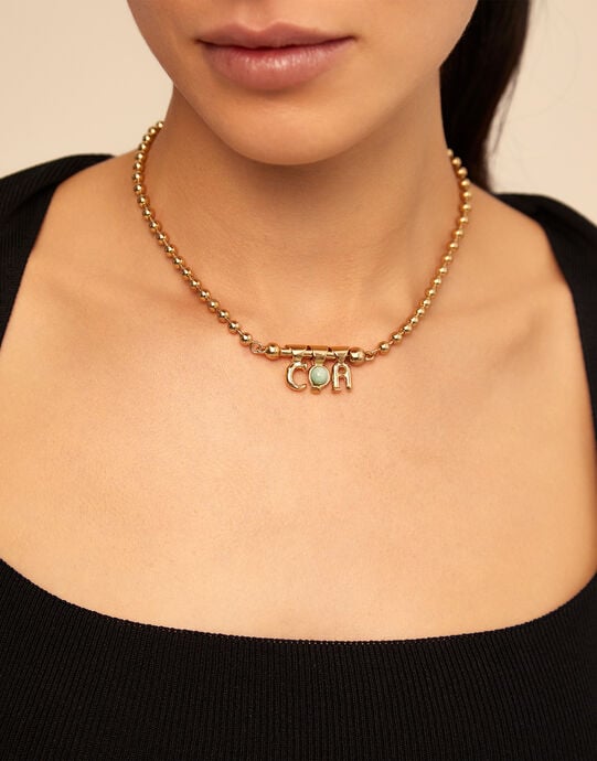 Charm with amazonite stone, Golden, large