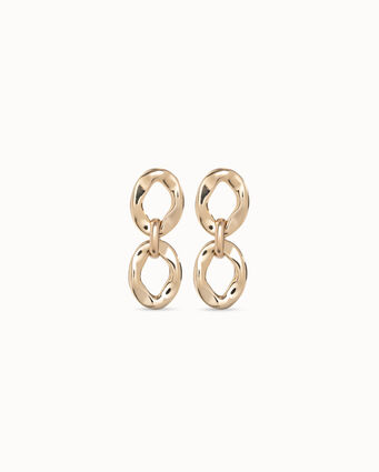 18K gold-plated earrings with 2 links linked by a ring