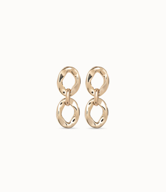 Pendientes bañados en oro 18K con 2 eslabones unidos por una anilla