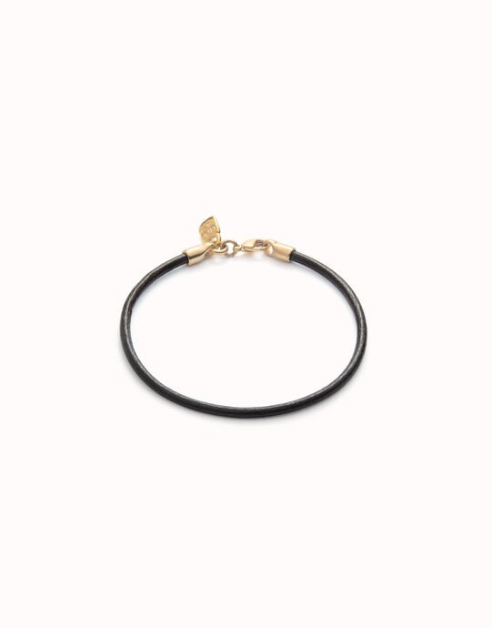 Pulsera de cuero cierre ba&ntilde;ado en oro de 18k.