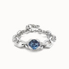 Link chain bracelet with a blue crystal