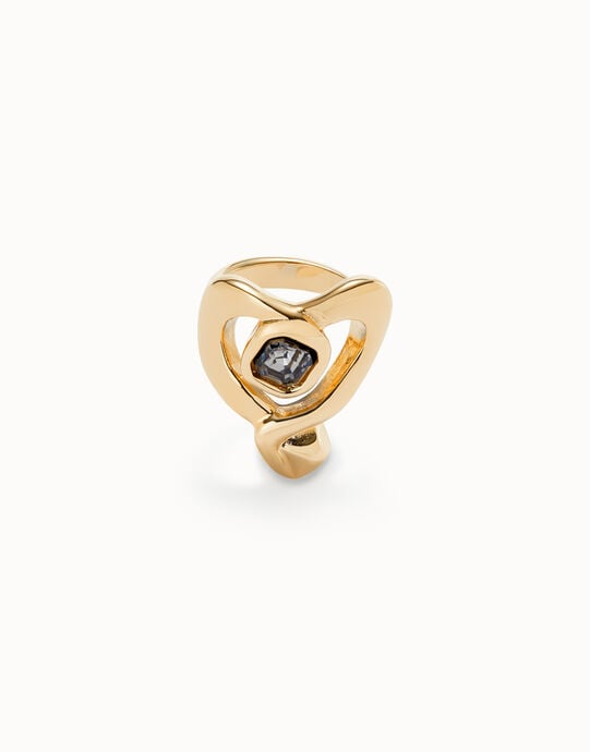 Anillo ba&ntilde;ado en oro 18k con coraz&oacute;n grande  central