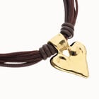 Brown leather and silk thread necklace with heart detail