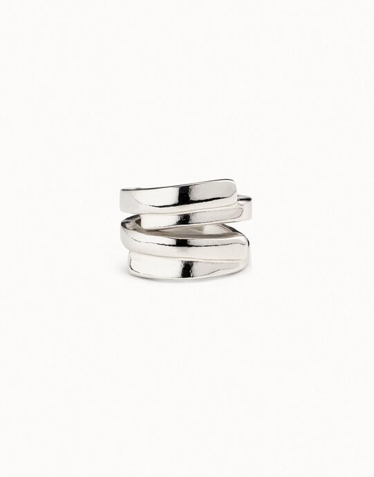 Anillo irregular ba&ntilde;ado en plata de ley