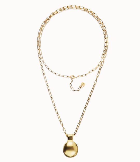 Collar largo ba&ntilde;ado en oro de 18 k con esfera grande