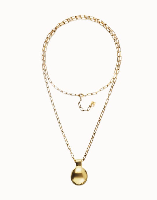Collar largo ba&ntilde;ado en oro de 18 k con esfera grande
