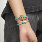 Turquoise elastic thread bracelet with heart charm