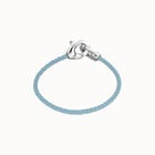 Blue leather bracelet with interlocking carabiner