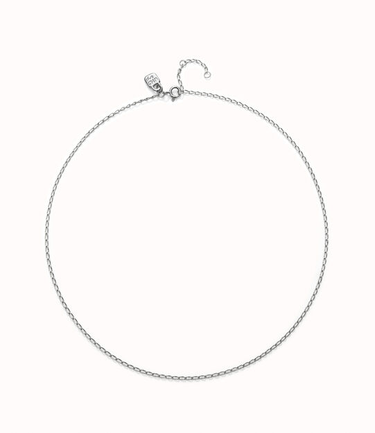 Sterling silver-plated short chain with small link.