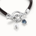 Leather bracelet with a crystal and a pearl