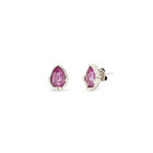 Orecchini placcati argento con cristallo sfaccettato rosa a forma di goccia