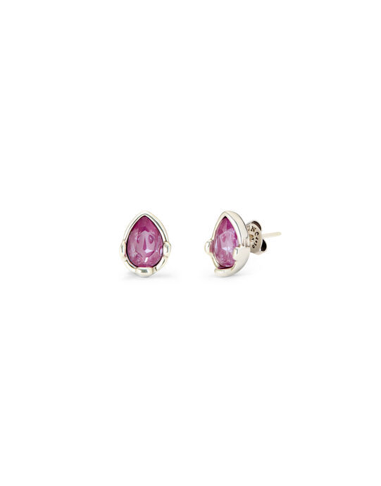 Earrings with a pink drop-shaped faceted crystal
