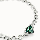 Link chain short necklace with a green crystal