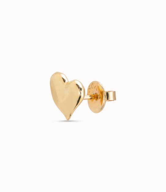 Heart Single Stud Earring, Golden, large