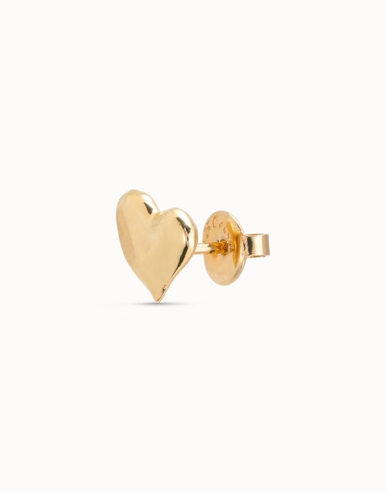 Heart Single Stud Earring, Golden, large