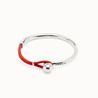 Bangle bracelet with coral leather