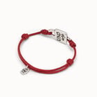 Leather bracelet with links and topaz
