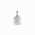 Sterling silver-plated padlock charm with topaz letter K