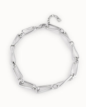 Sterling silver-plated necklace with square links