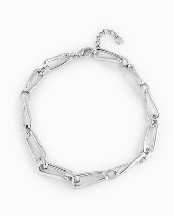 Collana placcata argento Sterling con maglie quadrate