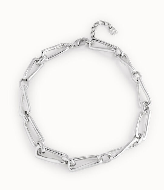 Sterling silver-plated necklace with square links