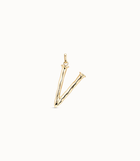18K gold-plated letter V pendant