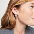 Drop earrings with a heart and pink crystal