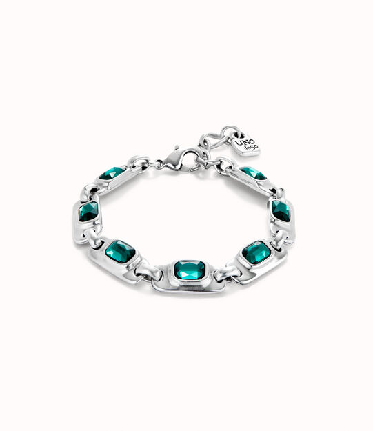 Pulsera de plata de ley con cristales verdes