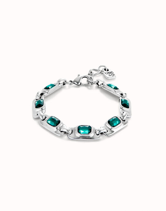 Pulsera de plata de ley con cristales verdes